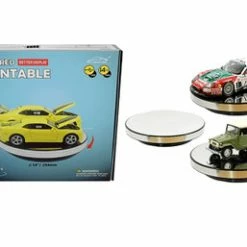 Mirrored Rotary Display Turntable Stand 10 Inches USB Powered For 1/24 & 1/18 Scale Models, Silver - King Creation 11010 - 1/24-1/18 Scale Display Stand For Model Toy Cars