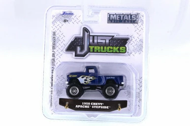 Jada Toys 1958 Chevy Apache Stepside, Blue With White Flames - Jada 14020-W23 - 1/64 Scale Diecast Car 3 Jada Toys 1958 Chevy Apache Stepside, Blue With White Flames - Jada 14020-W23 - 1/64 Scale Diecast Car