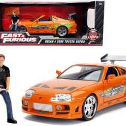 1995 Toyota Supra W/Lights & Brian Figurine , Fast & Furious - Jada Toys 31139 - 1/18 Diecast Car