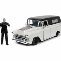 1957 Chevy Suburban W/ Frankenstein Diecast Figure, Gray - Jada Toys 32191 - 1/24 Scale Diecast Car