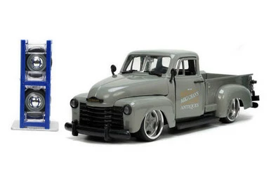 1953 Chevy Pickup And Extra Wheels, Gray - Jada Toys 34023 - 1/24 Scale Diecast Model Toy Car 3 1953 Chevy Pickup And Extra Wheels, Gray - Jada Toys 34023 - 1/24 Scale Diecast Model Toy Car