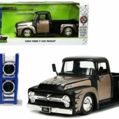 1956 Ford F-100, Matte Black And Champagne - Jada Toys 34026/4 - 1/24 Scale Diecast Car
