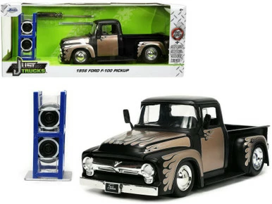1956 Ford F-100, Matte Black And Champagne - Jada Toys 34026/4 - 1/24 Scale Diecast Car 3 1956 Ford F-100, Matte Black And Champagne - Jada Toys 34026/4 - 1/24 Scale Diecast Car