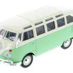 Volkswagen Van Samba Bus, Green With White - Showcasts 34956 - 1/25 Scale Diecast Model Toy Car