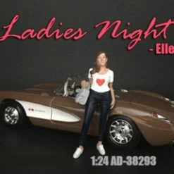 Ladies Night Elle Figure, Black & White - American Diorama 38293, 1/24 Figurine - Diorama Accessory