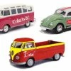 Motor City Classics 1962, 1967 Volkswagen 3-Piece Gift Set, Coca-Cola 458385 - 1/72 Scale Diecast Model Toy Cars