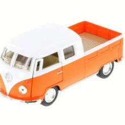 1963 Volkswagen Classical Bus Double Cab Pick Up, Orange - Kinsmart 5387D - 1/34 Scale Diecast Model Toy Car (Brand New, But NOT IN BOX)