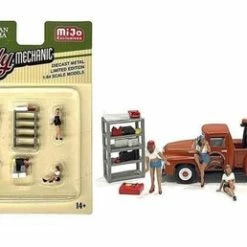 Figures Set Lady Mechanic, MultiAmerican Diorama 76484MJ 1/64 Scale Figurine Diorama Accessory