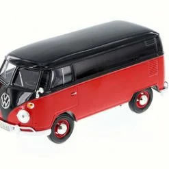 Volkswagen Type 2 Delivery Bus, Red & Black - Motor Max 79342W - 1/24 Scale Diecast Model Toy Car