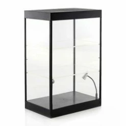 ModelToyCars Large LED Lighted Display Case With 2 Adjustable Shelves 9927MBK - Display Case For Diecast Cars