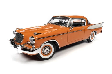 1957 Studebaker Golden Hawk, Coppertone Orange And White - Auto World AW270 - 1/18 Diecast Car 3 1957 Studebaker Golden Hawk, Coppertone Orange And White - Auto World AW270 - 1/18 Diecast Car