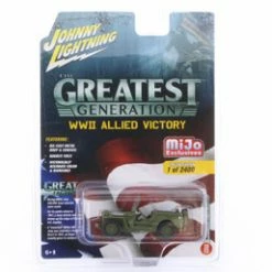 Willys Jeep, WWII Allied Victory - Johnny Lightning JLCP7051-24 - 1/64 Scale Diecast Model Toy Car