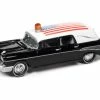 1957 Chevy Hearse W/American Flag, Black & White - Johnny Lightning JLSP144/24 - 1/64 Diecast Car